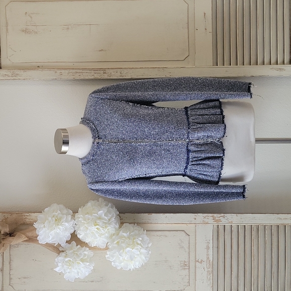 Rebecca Taylor tweed fringed full front zip peplum jacket women's size 6 - Picture 2 of 13